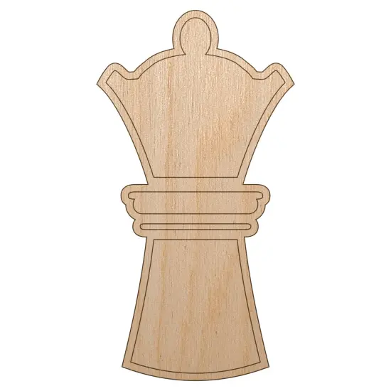 Chess Piece White Queen Unfinished Wood Shape Piece Cutout for DIY Craft Projects {7}