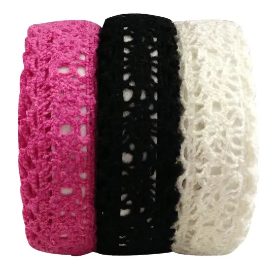 Wrapables Decorative Lace Tape (Set of 3) Pink, Black, White {1}