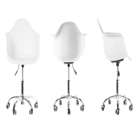 Mid-Century Modern Style Adjustable Swivel Plastic Shell Molded Office Task Chair with Rolling Wheels {5}
