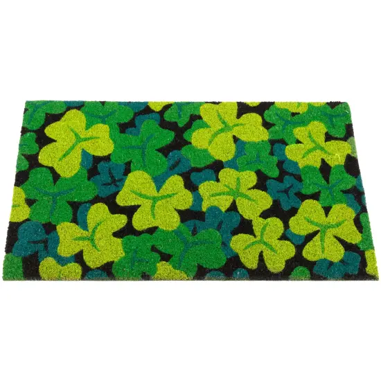 Northlight Black Coir Multicolor Green Shamrock Outdoor Doormat 18" x 30" {4}