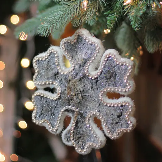 Northlight Snowy Woodland Snowflake Christmas Ornament - 8" - White and Brown {4}