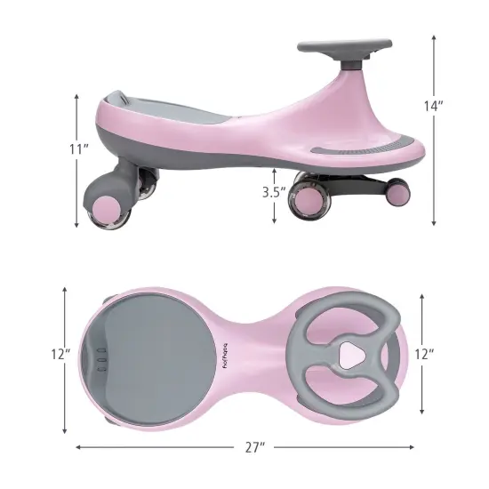 Wiggle Car Ride-on Toy with Flashing Wheels Pink {5}