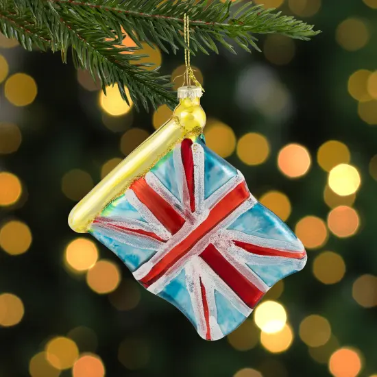 Northlight 3.5" Union Jack Flag Glass Christmas Ornament Red {3}