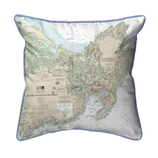 Ipswich Bay Map Pillow 18x18 – Large Corded Indoor/Outdoor {1}