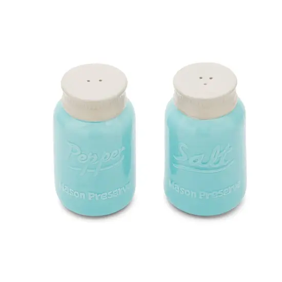Fox Run Salt and Pepper Shaker Set, Charming Mason Jar Design, Large Capacity, Durable Ceramic Shakers to Season Food {3}