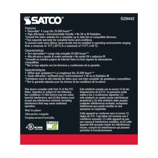 Satco 15w PAR38 LED 25 deg. Beam E26 Medium base 3500k Neutral White {5}
