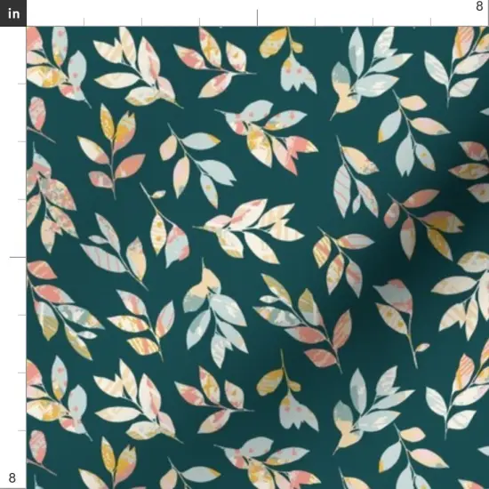 Various Fabrics by the Yard or Fat Quarter Abstract Botanical Blue Pink Yellow Small Scale Leaves Custom Printed Fabric by Spoonflower {4}