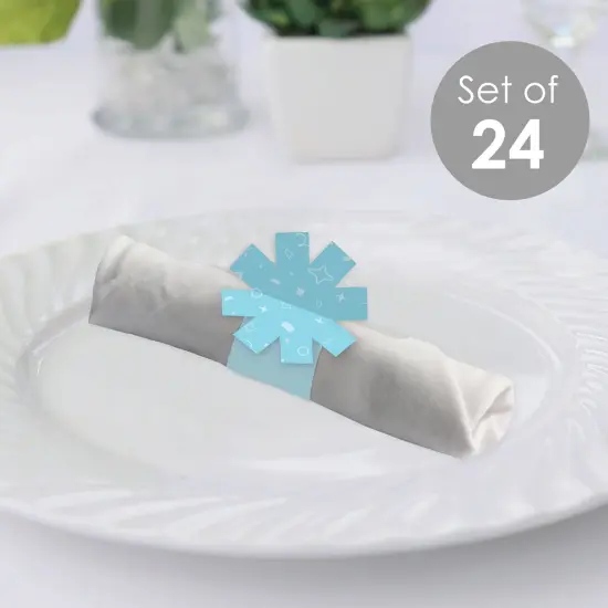 Big Dot of Happiness Blue Confetti Stars - Simple Party Paper Napkin Holder - Napkin Rings - Set of 24 {3}