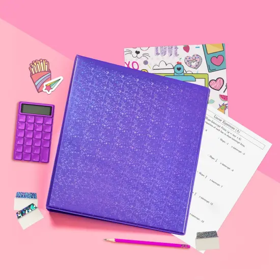 Avery Luxe Collection Durable Holographic 3 Ring Binder, Customizable View Cover, 1 Inch Round Rings, 1 Holographic Violet Binder (03226) {4}