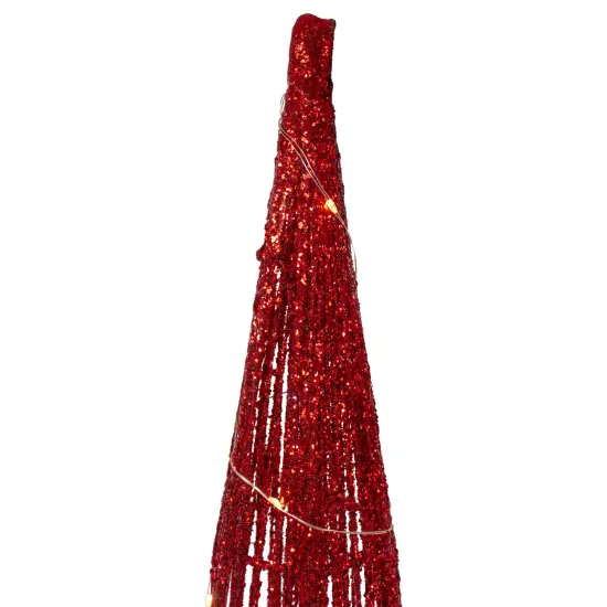 Northlight LED Lighted Glitter Cone Tree Outdoor Christmas Decorations - 23.5" - Set of 3 Red {6}
