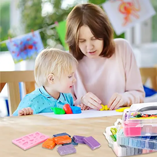 88 Colors Polymer Clay , Modeling Clay for Kids DIY Starter Kits, Oven Baked Model Clay with Sculpting Tools, Non-Toxic, Non-Sticky, Ideal Gift for Children and Artists {2}