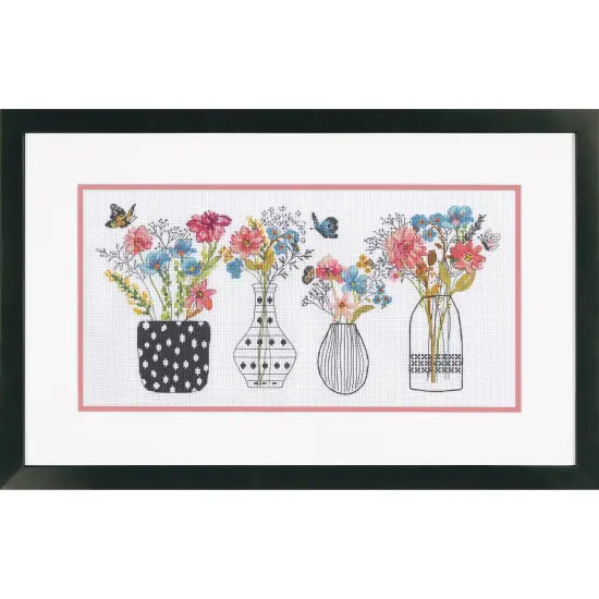 Dimensions Counted Cross Stitch Kit 16"x8" - Wildflower Vases {3}