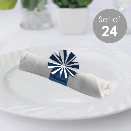 Big Dot of Happiness Navy Stripes - Simple Party Paper Napkin Holder - Napkin Rings - Set of 24 {3}