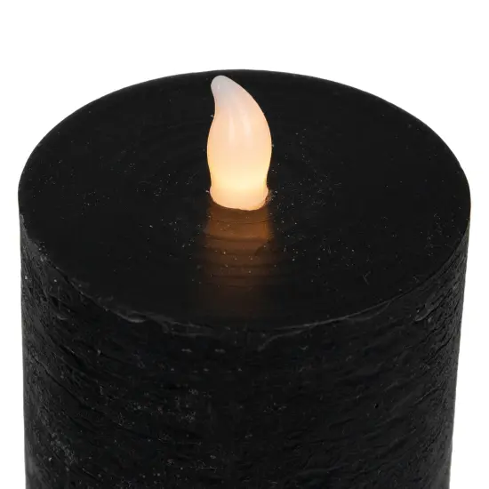 Northlight Black LED Flameless Flickering Wax Pillar Halloween Candles - 8" - Set of 3 {7}