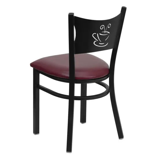 Emma and Oliver Coffee Back Metal Restaurant Dining Chair BurgVYL/BlackMetal {3}