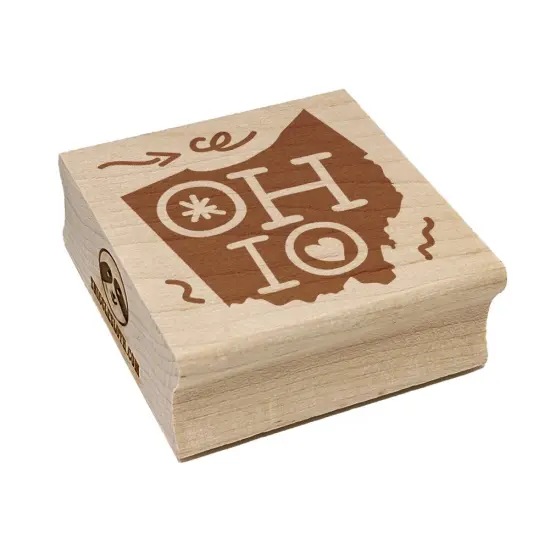 Ohio State with Text Swirls Square Rubber Stamp for Stamping Crafting {7}