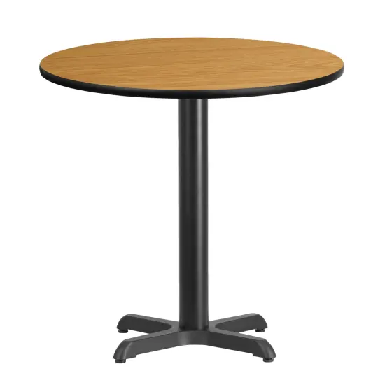 Emma and Oliver 30" Round Laminate Table Top with 22"x22" Table Height Base Natural {3}