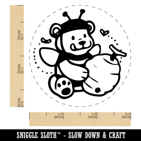 Hungry Honey Bear with Bee Hive Rubber Stamp for Stamping Crafting Planners {1}