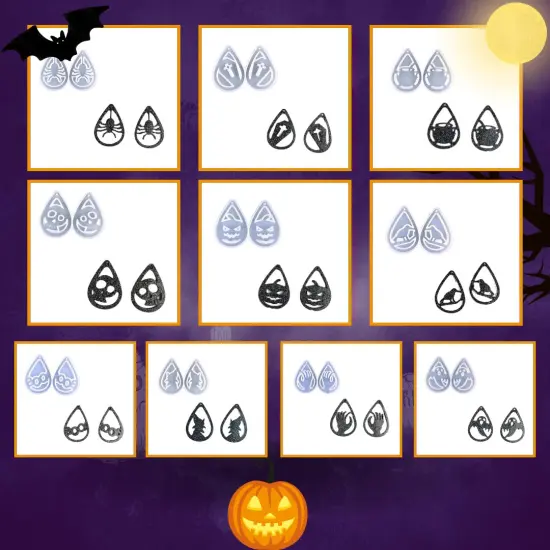 Haunted Halloween Dangle Earring Mold Bundle for UV Resin and Epoxy Resin {1}