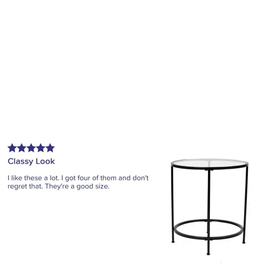 Merrick Lane Newbury End Table with Round Frame and Vertical Legs Clear/Matte Black {4}