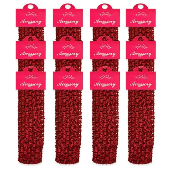 Pack of 12 Crochet Stretch Headbands Crimson {1}