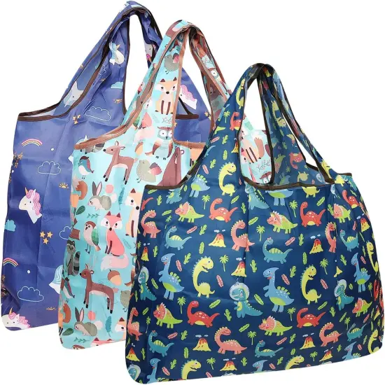 Wrapables Large Foldable Tote Nylon Reusable Grocery Bag, 3 Pack Exotic Bouquet {7}