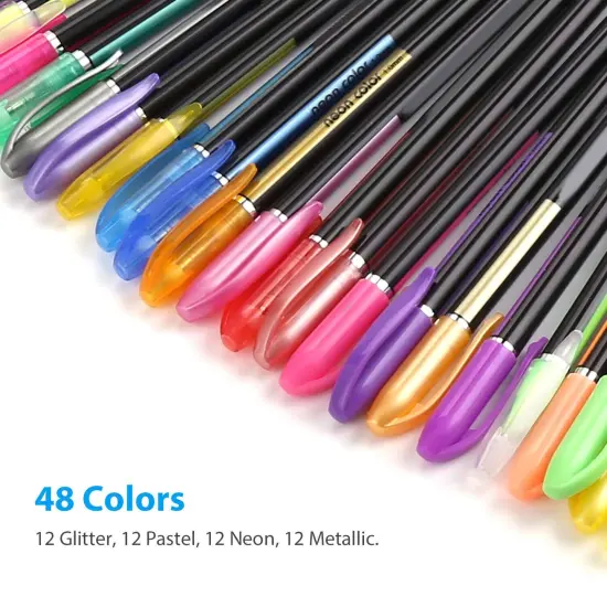 48 Unique Colors Gel Pen Set for Adult Coloring Books - No Duplicates {3}