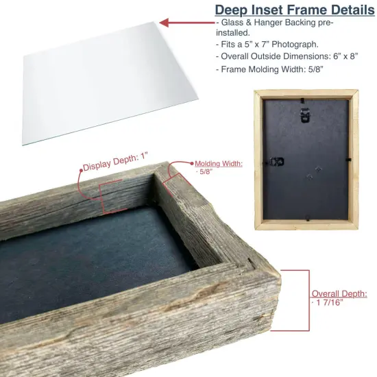 Rustic Farmhouse Signature Series Reclaimed Solid Wood Deep Inset Picture Frame {2}