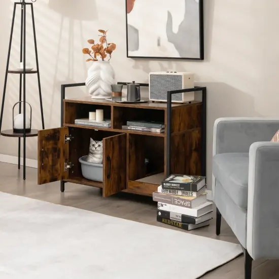 Hidden Cat Washroom with Double Doors and Scratch Cardboard Coffee {6}