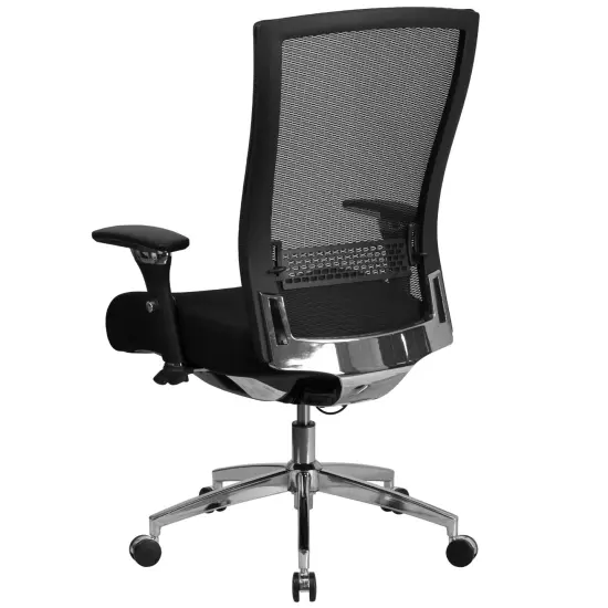 Emma and Oliver 24/7 300 lb. Rated High Back Swivel Seat Slider Lumbar Ergonomic Office Chair Black Fabric/Mesh {3}