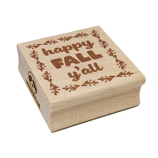 Happy Fall Y'all Autumn Foliage Square Rubber Stamp for Stamping Crafting {7}