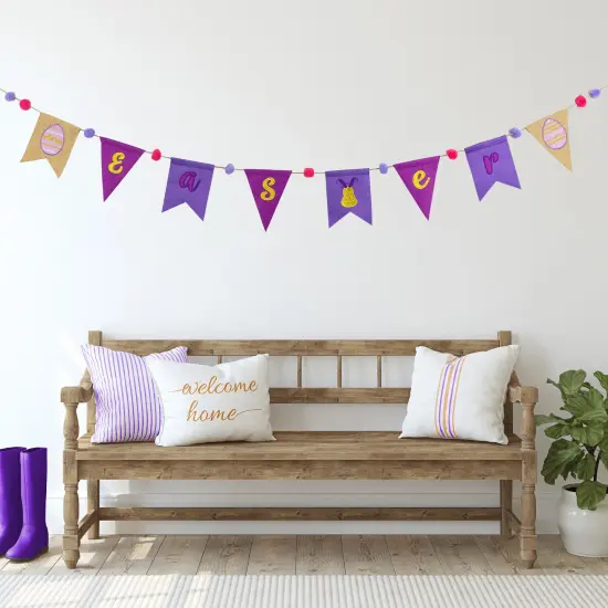 Northlight 80" Embroidered "Easter" Hanging Wall Banner Purple {3}