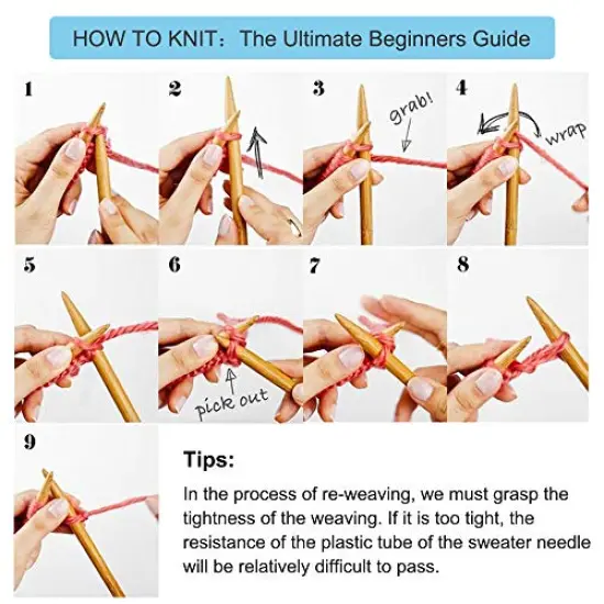 18 Pairs Bamboo Knitting Needles Set, Vancens Circular Wooden Knitting Needles with Colorful Plastic Tube, Small Tools for Weave are Included, 18 Sizes: 2mm - 10mm, 31.5" Length {2}