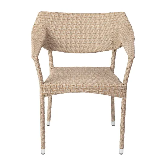 Merrick Lane Cheri Fade and Weather Resistant Modern PE Rattan Patio Dining Chair with Reinforced Steel Frame Natural {3}