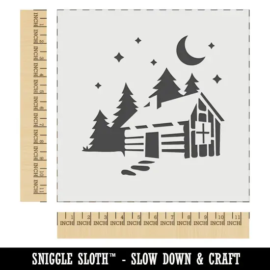 Cozy Log Cabin Outdoors Trees Woods Wall Cookie DIY Craft Reusable Stencil {1}