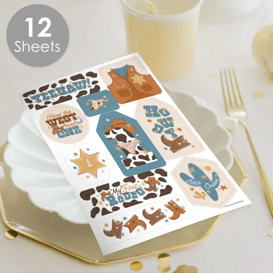 Big Dot of Happiness My First Rodeo - Little Cowboy 1st Birthday Party Favor Sticker Set - 12 Sheets - 120 Stickers {3}