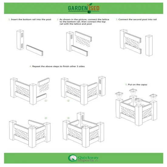 White Vinyl Traditional Fence Design Garden Bed Elevated Screwless Raised Planter Box {6}