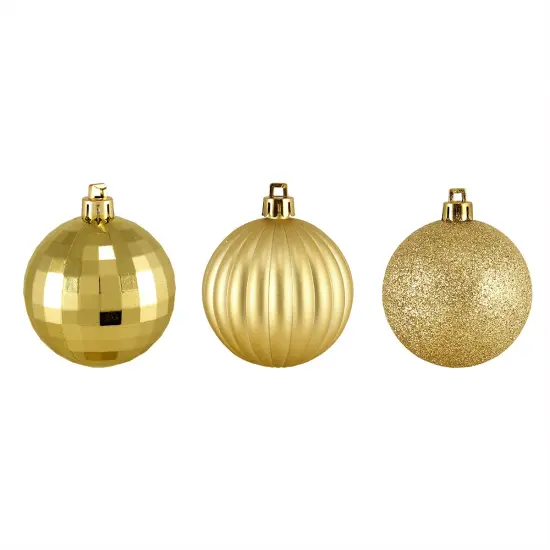 Northlight Shatterproof 3-Finish Christmas Ball Ornaments - 2.5" (60mm) - Vegas Gold- 100ct {1}