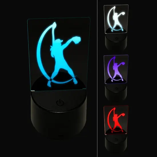 Softball Pitcher Underhand Throw 3D Illusion LED Night Light Sign Nightstand Desk Lamp {1}