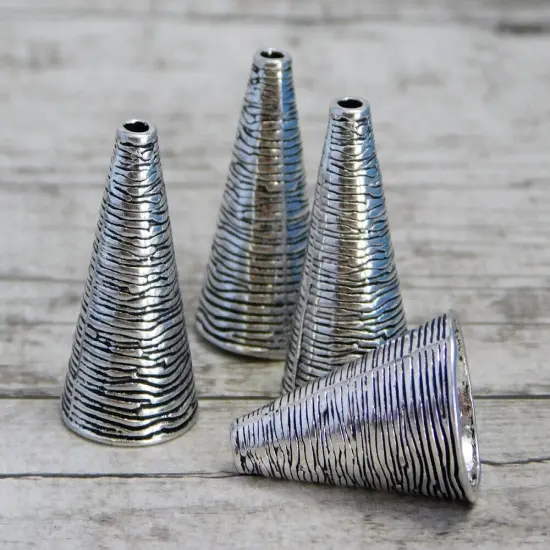 25x15mm Antique Silver Tassel Caps - 20pcs {4}