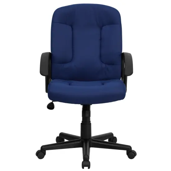 Emma and Oliver Mid-Back Fabric Executive Swivel Office Chair with Nylon Arms Navy {3}