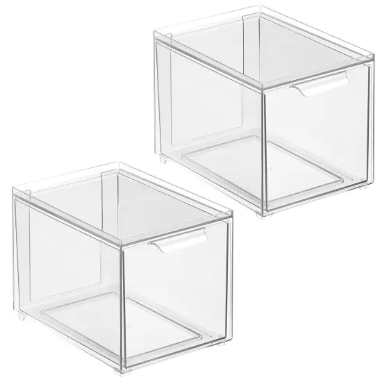 mDesign Stacking Plastic Storage Kitchen Bin with Pull-Out Drawers {4}