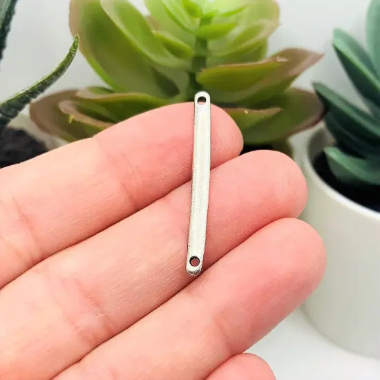 4, 20 or 50 Pieces: Antique Silver 33x3mm Simple Minimalist Bar Connectors {3}