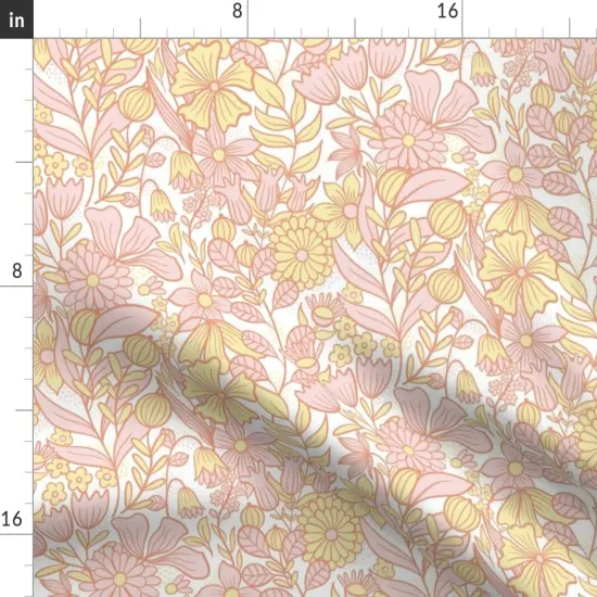 Various Fabrics by the Yard or Fat Quarter Romantic Floral Pastel Pink Yellow Feminine Cheerful Playful Delicate Custom Printed Fabric by Spoonflower {2}