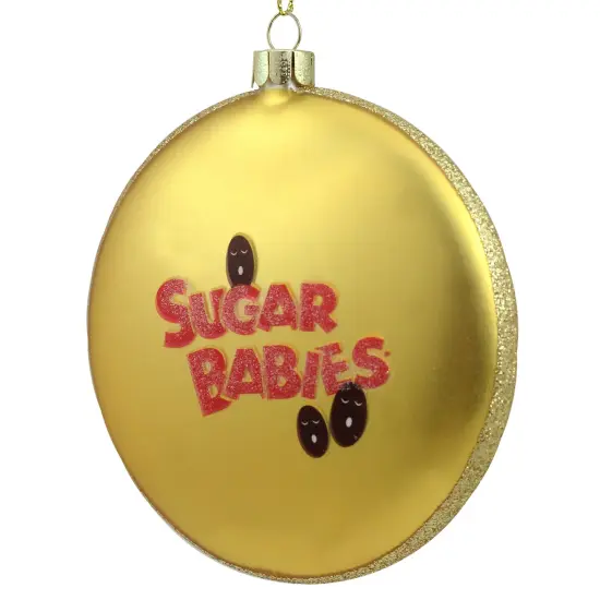 Northlight Tootsie Roll "Sugar Babies" Candies Disc Christmas Ornament - 4" - White and Gold {3}