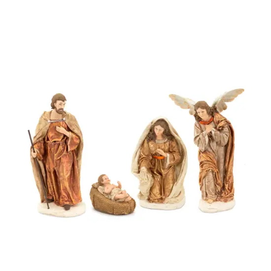 Melrose 4 Piece Ivory and Brown Christmas Nativity Set Figurines 11.5" {1}
