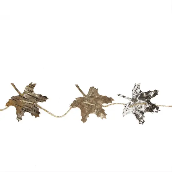 Gallerie II 5' Birch Bark Oak Leaf Artificial Fall Harvest Garland - Unlit Brown {1}