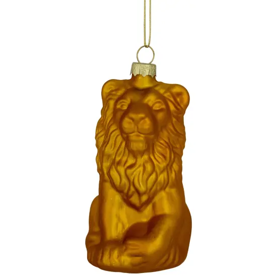 Northlight Sitting Lion Glass Christmas Ornament - 2.5" - Gold {1}
