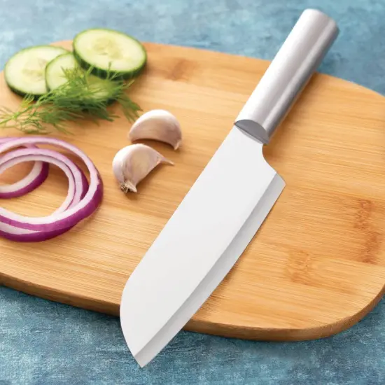 Rada Cook's Knife, Hand-Sharpened 6.25 inch Curved Blade Knives, Stainless Steel Cutlery with Solid Aluminum Handle {6}