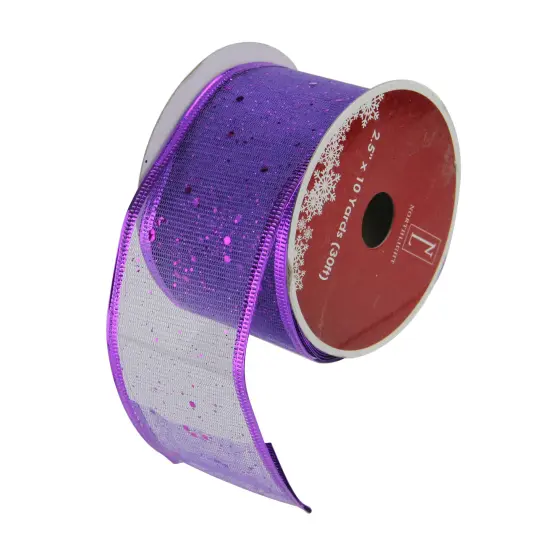Northlight Pack of 12 Shimmering Purple Wired Christmas Craft Ribbon Spools - 2.5" x 120 Yards {1}